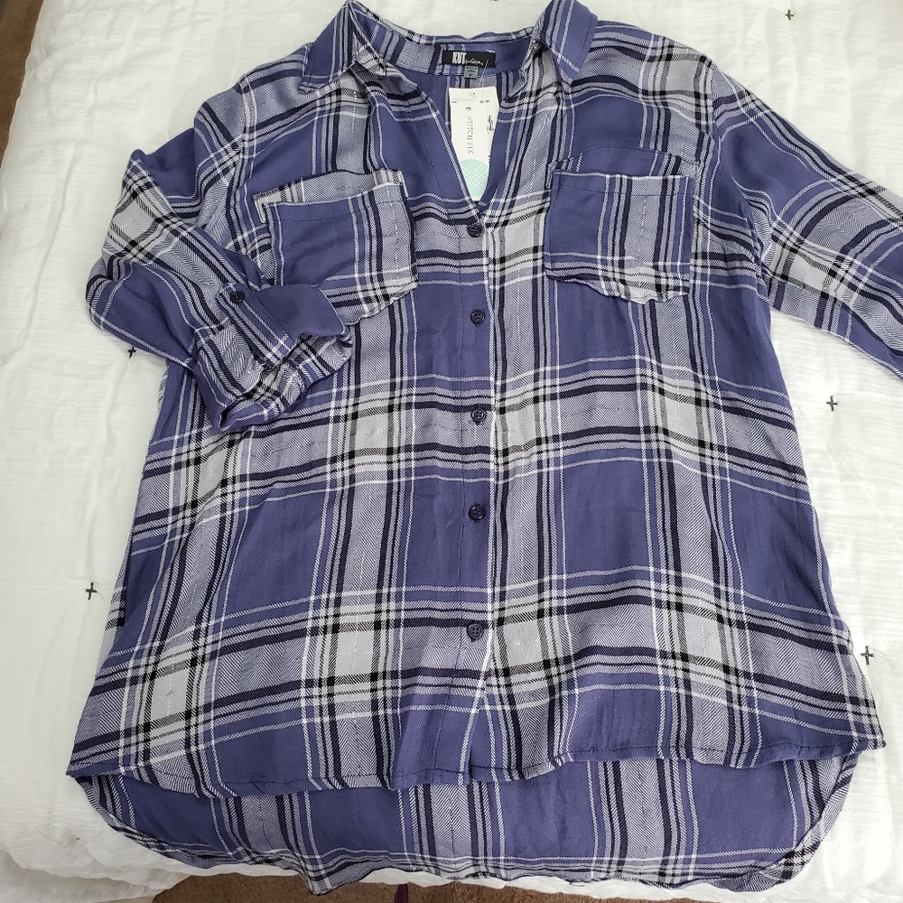 Plaid purple button down